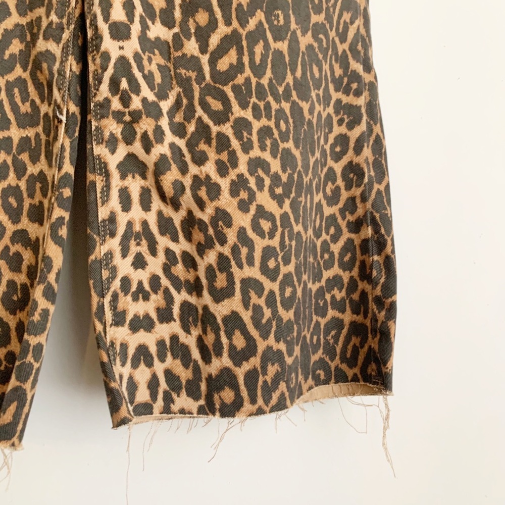 Zara Leopard Mid Rise Wide Leg Crop Culotte Jean - Picture 9 of 14